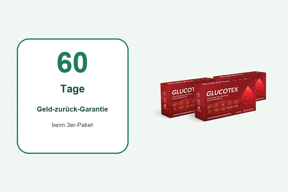 60 Tage Garantie beim Glucotex Blood Dreierpaket
