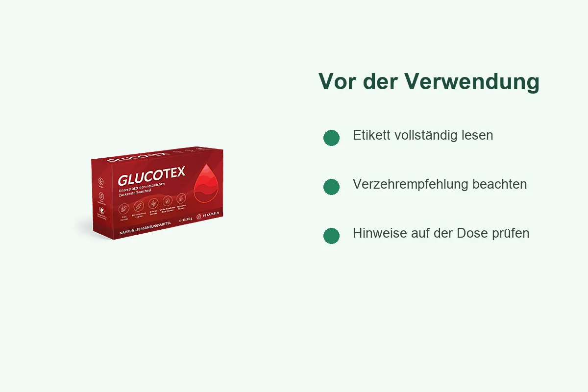 Glucotex Blood Verpackung und Hinweise